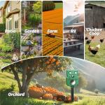 2 Packs Solar Animal Repeller Ultrasonic, Deer Repellent Devices with Motion Sensor, Waterproof Cat Repellent Outdoor with Flash Light, Effective Repels Invasive Animal for Deer, Fox, Raccoon, Skunk