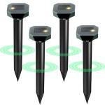 Snake & Mole & Rabbit Repellent Solar Powered, Ultrasonic Deterrent, IP65 Waterproof, to Get Rid of Gopher, Groundhog, Chipmunk, Rodent, Raccoon, Vole and Skunk for Lawn & Garden, 4 Pack
