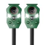 2 Pack of X-PEST Solar-Powered Ultrasonic Animal Repellent for Outdoor Yard, Waterproof Cat Deterrent with LED Flashing Lights and Motion Sensor,Effective to Repel Cats, Coyotes, Raccoons, and Deer