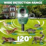 2 Pack of X-PEST Solar-Powered Ultrasonic Animal Repellent for Outdoor Yard, Waterproof Cat Deterrent with LED Flashing Lights and Motion Sensor,Effective to Repel Cats, Coyotes, Raccoons, and Deer