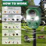 2 Pack of X-PEST Solar-Powered Ultrasonic Animal Repellent for Outdoor Yard, Waterproof Cat Deterrent with LED Flashing Lights and Motion Sensor,Effective to Repel Cats, Coyotes, Raccoons, and Deer