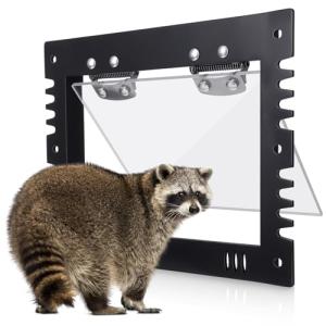 MorningRo 1 Pack Raccoon One Way Excluder Door Inimitable Outside Live Trap Raccoon Repellent Dog Proof Eviction Possum Trap for Attics Home Farms(10.6" X 8.3" X 0.8")