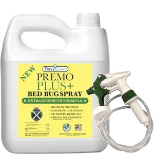 Premo Plus+ Bed Bug Spray Extra Strength – 128 oz – Fast Acting Bed Bug Treatment & Killer – Stain & Scent Free – Child & Pet Safe – Powerful New Stronger Formula – Natural with No Harmful Chemicals