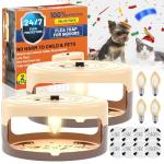 2 Pack Flea Traps for Inside Your Home with 8 Sticky Glue Pads & 4 Flea Light Killer Indoor Bed Bug Trap Pest Control, Non Toxic & Harmless, Friendly to Pets & Kids