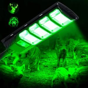 BINGLUX Hog Lights for Night Hunting - 10000LM Green Hunting Light for Hogs with Remote Control, Motion Sensor and Waterproof, Solar Powered Hog Feeder Light for Deer Coyote Varmint