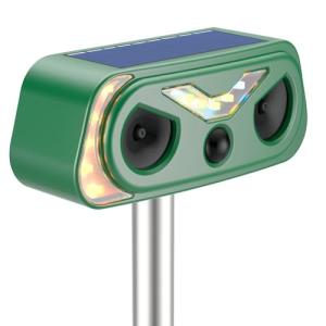 Solar Ultrasonic Animal Repellent Outdoor, 1 Pack Cat Repellent Outdoor with Motion Detection, Skunk for Yard Garden Farm, Raccoon,Squirrel,Deer,Rabbit,Rodent Deterrents Animal Repeller, Green