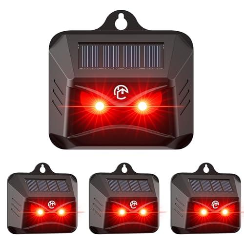 4 Packs Solar Animal Repeller, 2025 Upgraded Predator Nocturnal Animal Repellent, Red Led Light Control Outdoor Deterrent Coyote Raccoon Deer Fox Skunk Squirrel for Garden Yard Farm Chicken Coop
