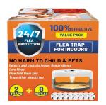 2 Pack Flea Traps for Inside Your Home, Indoor Flea Light, Bed Bug Killer with 8 Sticky Pads & 4 Light Bulb, Odorless Natural Insect Infestation Treatment Trap for Kid Pet