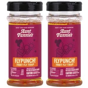 Aunt Fannie's FlyPunch Fruit Fly Trap for Indoor and Kitchen Use, Ready to Use, Made with Plant Based Ingredients, Safe Near Food, Each Bottle Lasts Up to 30 Days, Pack of 2