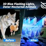 Solar Nocturnal Animal Repeller 4 Pack - Deer, Coyote, Fox, Raccoon, Skunk Cat Deterrent Device - Outdoor Coyote Repellent - Predator Blue Lights for Chicken Coop, Yard, Garden, Farm