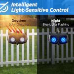 Solar Nocturnal Animal Repeller 4 Pack - Deer, Coyote, Fox, Raccoon, Skunk Cat Deterrent Device - Outdoor Coyote Repellent - Predator Blue Lights for Chicken Coop, Yard, Garden, Farm