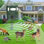 2025 Upgraded Solar Ultrasonic Animal Repellent Outdoor – Motion Activated Deer, Squirrel, Cat, Raccoon, Dog & Bird Deterrent with Multi-Frequency LED Strobe & Ultrasonic Sweep for Yard, Garden, Farm