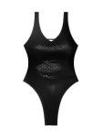 Foxiny Plus Size Sexy Backless Cheeky High Cut Leg Thong V Neck One Piece Swimsuit Women Tummy Control Brazilian Open Back Bathing Suit Bikini Snake Black XX-Large