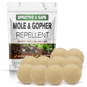 LEBMP Mole Repellent, Gopher Repellant, Vole Repellents Outdoor, Moles Deterrent for Lawn, Mole Control, Groundhog Repellent, Garden Vole Repellant, Keep Mole and Vole Out of Yard, Safe to Use-10P