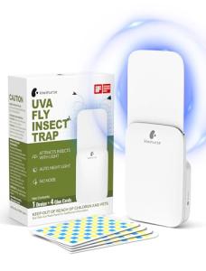 Kiwinurse Flying Insect Trap Indoor - Plug-in Fly Catcher and Killers Includes Refills for House Flies, Fruit Flies, Gnats,Cover up to 800 ft², Off-White, 1 Trap + 4 Refills