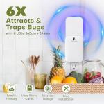 Kiwinurse Flying Insect Trap Indoor - Plug-in Fly Catcher and Killers Includes Refills for House Flies, Fruit Flies, Gnats,Cover up to 800 ft², Off-White, 1 Trap + 4 Refills