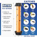 GATCH Fruit Fly Trap (3 Pack), Fly Stick for Mosquitoes, Sticky Trap for Flies Gnats Wasp Flying Insects, Bug Catcher, Indoor or Outdoor Use, Ready to Use Home