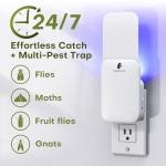 Kiwinurse Flying Insect Trap Indoor - Plug-in Fly Catcher and Killers Includes Refills for House Flies, Fruit Flies, Gnats,Cover up to 800 ft², Off-White, 1 Trap + 4 Refills
