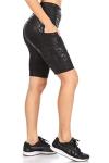ShoSho Womens High Waist Yoga Biker Shorts Tummy Control Butt Sculpting Athleisure Bottoms Compression Shorts W/Phone Pockets Embossed Snakeskin Print Black Large