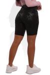 ShoSho Womens High Waist Yoga Biker Shorts Tummy Control Butt Sculpting Athleisure Bottoms Compression Shorts W/Phone Pockets Embossed Snakeskin Print Black Large