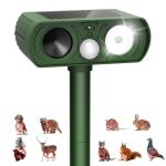 Upgraded Solar Ultrasonic Animal Repellent Outdoor, Deer Repellent Devices Motion Detection, Waterproof Cat Squirrel Skunk Raccoon Dog Chipmunk Deterrent with Flash Lights for Yard Farm Garden Patio