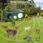 Upgraded Solar Ultrasonic Animal Repellent Outdoor, Deer Repellent Devices Motion Detection, Waterproof Cat Squirrel Skunk Raccoon Dog Chipmunk Deterrent with Flash Lights for Yard Farm Garden Patio