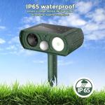 Upgraded Solar Ultrasonic Animal Repellent Outdoor, Deer Repellent Devices Motion Detection, Waterproof Cat Squirrel Skunk Raccoon Dog Chipmunk Deterrent with Flash Lights for Yard Farm Garden Patio