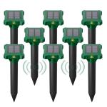 8 Pack Mole Repellent Solar Powered, IP65 Waterproof Gopher Chipmunk Repeller Outdoor, Groundhog Snake Repellent for Yard, Sonic Mole and Vole Deterrent Spikes, Effective Lawn and Garden Protection