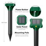 8 Pack Mole Repellent Solar Powered, IP65 Waterproof Gopher Chipmunk Repeller Outdoor, Groundhog Snake Repellent for Yard, Sonic Mole and Vole Deterrent Spikes, Effective Lawn and Garden Protection