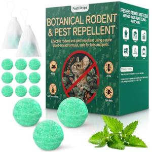 Rodent Mouse Repellent Peppermint Oil, 14 Pack Moth Balls for Mice Rats Deterrent, Natural Pest Control Mothballs for Squirrels, Mole, Skunk, Pets Safe, Indoor and Outdoor Use