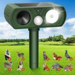 Solar Ultrasonic Animal Repellent, Deer Repellent Devices Waterproof, Cat Repellent Outdoor with Motion Detection Squirrel Skunk Rabbit Dog Raccoon Bird Deterrents Animal Repeller for Yard, 1 Pack