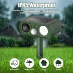 Solar Ultrasonic Animal Repellent, Deer Repellent Devices Waterproof, Cat Repellent Outdoor with Motion Detection Squirrel Skunk Rabbit Dog Raccoon Bird Deterrents Animal Repeller for Yard, 1 Pack