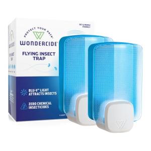 Wondercide - Flying Insect and Fly Trap - Indoor Bug Catcher for Fruit and House Flies, Gnats, Moths, and Mosquitoes - Starter Kit for Home and Kitchen - 1 Plug-in Light and 1 Cartridge