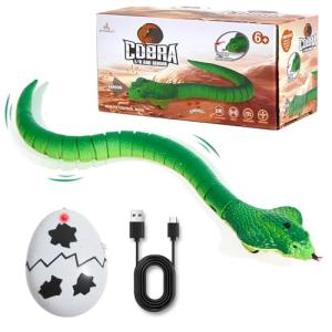 Remote Control Snakes Lifelike Fake Snake Toy Rc Snake Prank Cobra Rechargeable Smart Sensing Interactive Cat Toy with Infrared Controller, Remote & Auto-Sensing Modes, Fun Prank Gifts for Boys Age 6+