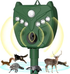 Solar Animal Repellent, Cat Repellent Outdoor, Squirrel Repellent, Deer Repellent, Motion Sensor & Flashing Light, Repel Dogs, Deer, Fox, Raccoon, Skunk, Rabbit, Squirrels, Coyote Deterrent for Yard