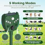 Solar Animal Repellent, Cat Repellent Outdoor, Squirrel Repellent, Deer Repellent, Motion Sensor & Flashing Light, Repel Dogs, Deer, Fox, Raccoon, Skunk, Rabbit, Squirrels, Coyote Deterrent for Yard