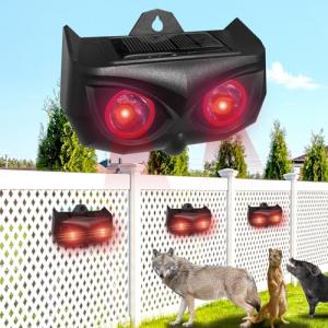 4 Pack Upgraded Solar Nocturnal Animal Repeller,Outdoor Animal Repellent Device with Night Lights for Chicken Coop,Farm,Coyote Deterrent for Fox,Skunk,Raccoon etc.