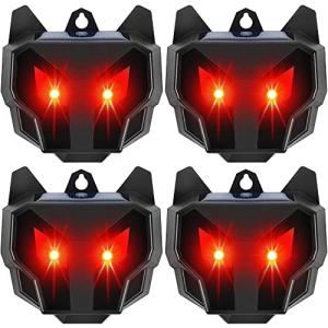 Phosooy Solar Animal Repellent, Set of 4 Predator Eyes Animal Deterrent Sentinels with Red LED Blinking Lights Drive Away Raccoon, Deer, Skunk, Cat, Coyote from Yard Farm and Chicken Coops
