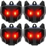 Phosooy Solar Animal Repellent, Set of 4 Predator Eyes Animal Deterrent Sentinels with Red LED Blinking Lights Drive Away Raccoon, Deer, Skunk, Cat, Coyote from Yard Farm and Chicken Coops