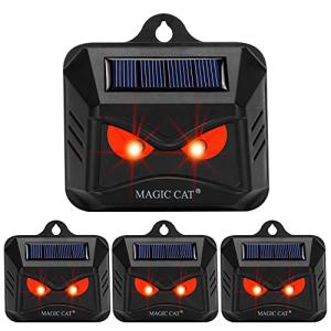 MAGIC CAT 4 Pack Solar Animal Repeller Outdoor, 2024 Nocturnal Animal Predator Deterrent with Red Lights, Waterproof Skunk Deer Coyote Raccoon Squirrel Cat Repellent for Garden Yard Farm Chicken Coop