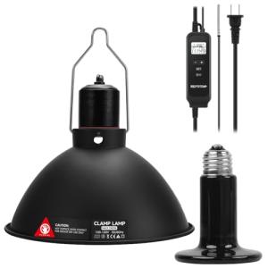 8.5-Inch Day/Night Thermostatic Reptile Heat Lamp with 150W Ceramic Heat Emitter (Non-Light Emitting) - Heat Lamp Temperature Controller for Bearded Dragons, Snakes & Lizard, E26