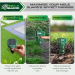 Mole Repellent Solar Powered Ultrasonic, Waterproof Solar Groundhog Repeller Snake & Gopher Deterrent, Spike to Get Rid of Burrowing Rodents, Vole Repellent, Pest Control for Lawn & Garden 4 Pack