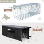 Live Animal Trap Cage with Cover, Cat Trap for Stray Cats Raccoon Trap with Real Door Folding for Raccoons, Opossums, Groundhogs, Skunks, Feral Cats, Squirrels(Black, 32 x 10 x 12 inches)