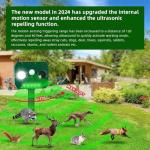 2025 Solar Ultrasonic Raccoon Squirrel Deer Repellent Rabbit Deterrent Animal Repeller Sonic Fortress Pro with Flash Light Motion Sensor to Keep Cat Dog Fox Skunk Out of Garden Yard(2Pack)
