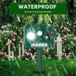 2025 Solar Ultrasonic Raccoon Squirrel Deer Repellent Rabbit Deterrent Animal Repeller Sonic Fortress Pro with Flash Light Motion Sensor to Keep Cat Dog Fox Skunk Out of Garden Yard(2Pack)