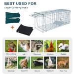Live Animal Trap Cage with Cover, Cat Trap for Stray Cats Raccoon Trap with Real Door Folding for Raccoons, Opossums, Groundhogs, Skunks, Feral Cats, Squirrels(Black, 32 x 10 x 12 inches)