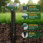 10 Pack Mole Repellent Solar Powered for Lawns, Snake Repellent for Yard, Solar Gopher Repellent Ultrasonic for Outdoor, Get Rid of Mole, Gopher, Snake, Groundhog, Skunk, Voles