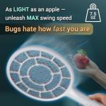 YsChois Electric Fly Swatter, Bug Zapper, Mosquito Zapper Racket | Gold Zone Voltage, Densest 3 mm Mesh, Apple-Like Weight - AA Battery Powered (not incl.) - Indoor & Outdoor Use with Pro Swat Tips