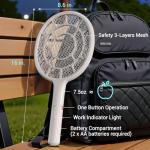 YsChois Electric Fly Swatter, Bug Zapper, Mosquito Zapper Racket | Gold Zone Voltage, Densest 3 mm Mesh, Apple-Like Weight - AA Battery Powered (not incl.) - Indoor & Outdoor Use with Pro Swat Tips