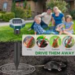 Mole Repellent Solar Powered, Ultrasonic Mole Deterrent Stakes, Sonic Spikes Repeller Snake Groundhog Vole Gopher Repellent for Lawns Garden Yard